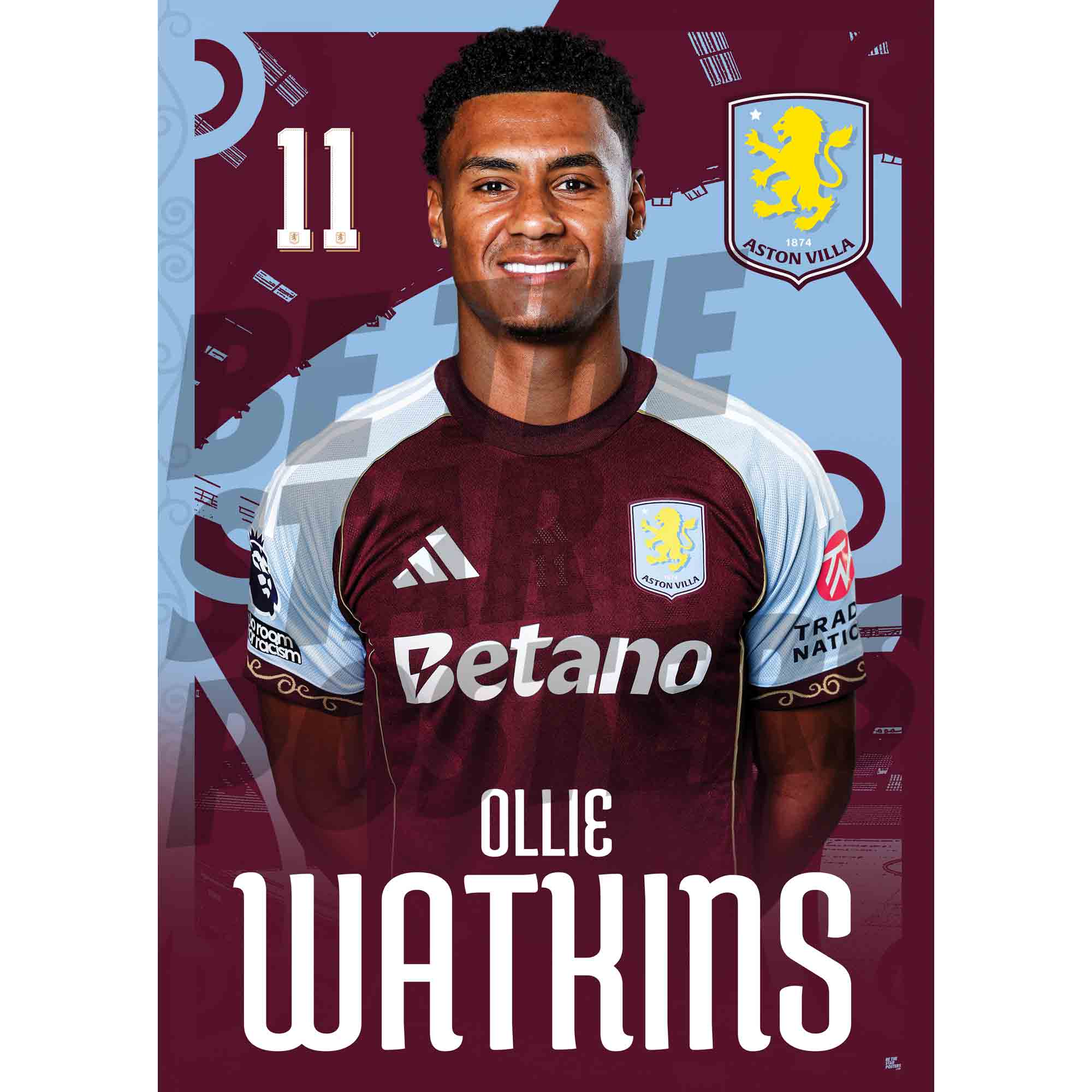Aston Villa FC Ollie Watkins 25/26 Headshot Poster