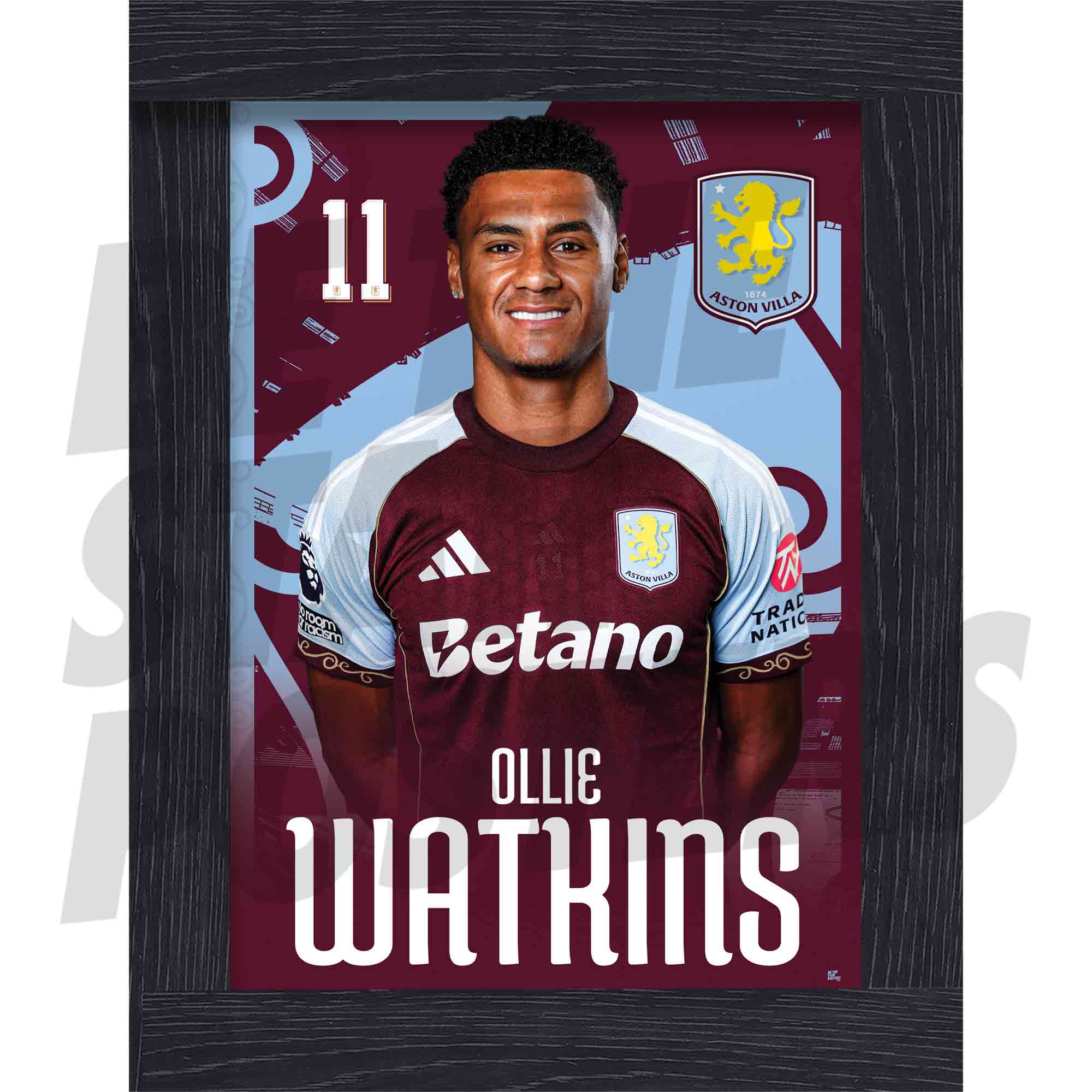 Aston Villa FC Ollie Watkins 25/26 Headshot Poster