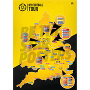 My Football Tour Map A2 Poster - Yellow / Black