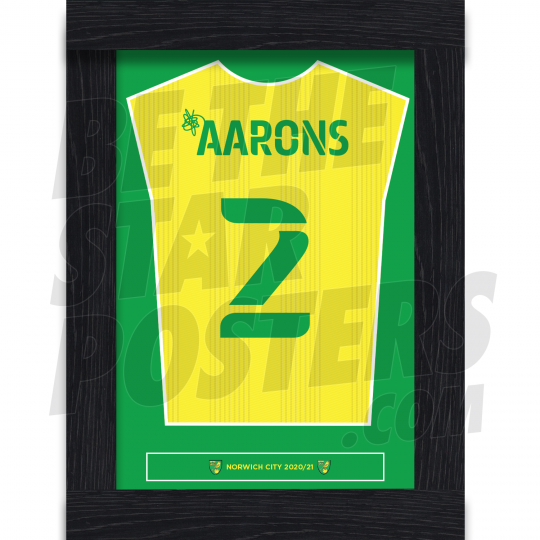 Aarons Norwich City Framed Shirt Poster A4 20/21