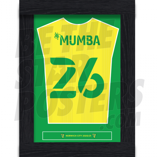 Mumba Norwich City Framed Shirt Poster A4 20/21