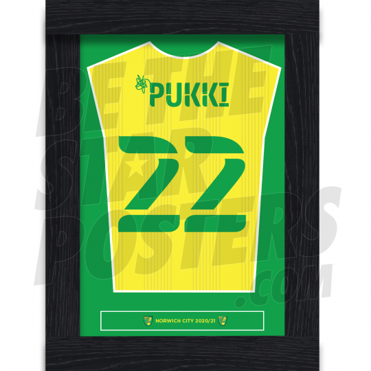 Pukki Norwich City Framed Shirt Poster A4 20/21