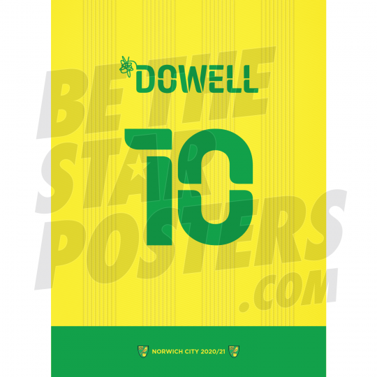Dowell Norwich City Shirt Poster A4 20/21