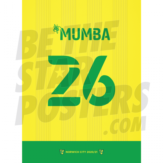 Mumba Norwich City Shirt Poster A4 20/21
