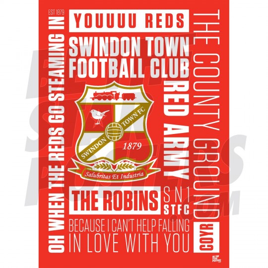Swindon Town FC Word Poster A2/A3