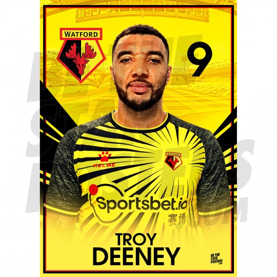 Troy Deeney Watford FC Headshot Poster A3 20/21