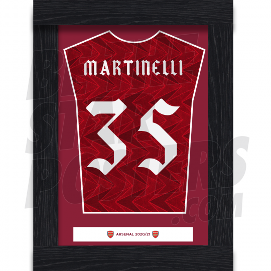 Martinelli Arsenal FC Framed Shirt Poster A4 20/21