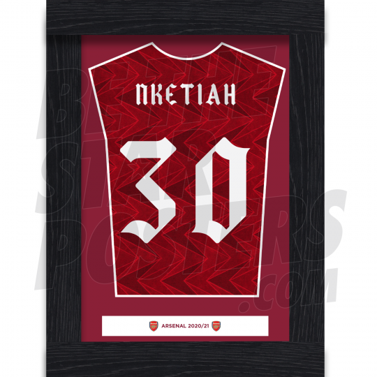 Nketiah Arsenal FC Framed Shirt Poster A4 20/21