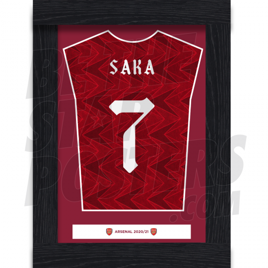 Saka Arsenal FC Framed Shirt Poster A4 20/21