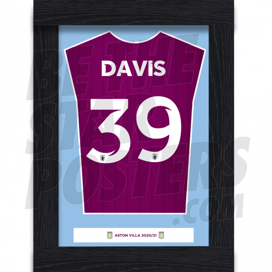 Davis Aston Villa Framed Shirt Poster A4 20/21