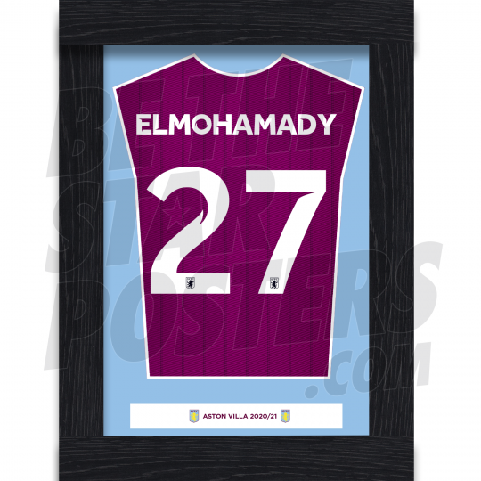 Elmohamady Aston Villa Framed Shirt Poster 20/21