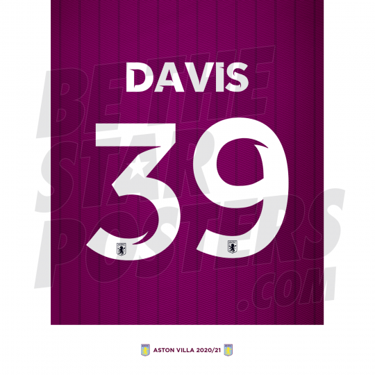 Davis Aston Villa Shirt Poster A4 20/21