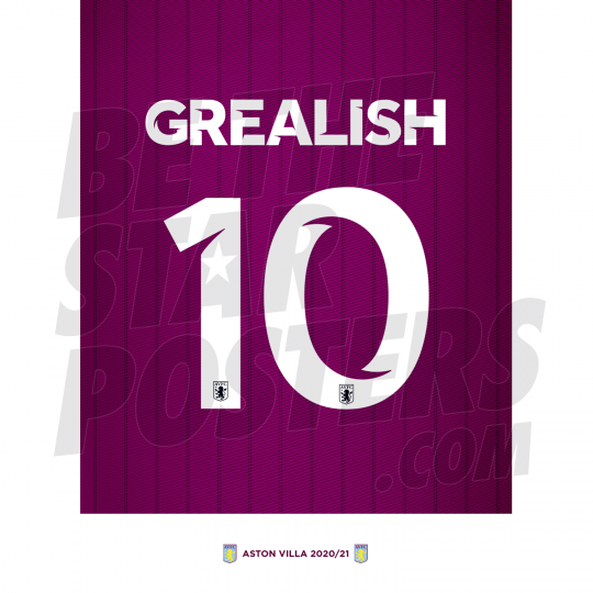 Grealish Aston Villa Shirt Poster A4 20/21