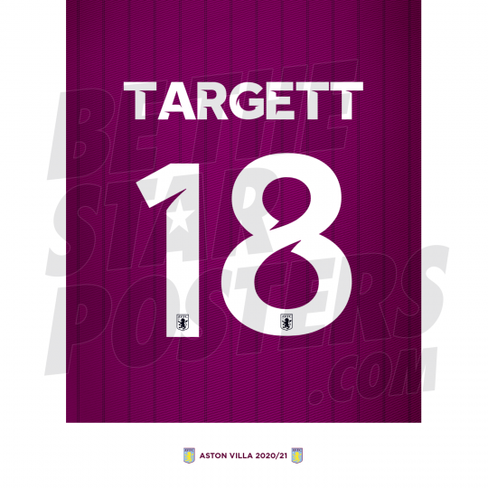 Targett Aston Villa Shirt Poster A4 20/21