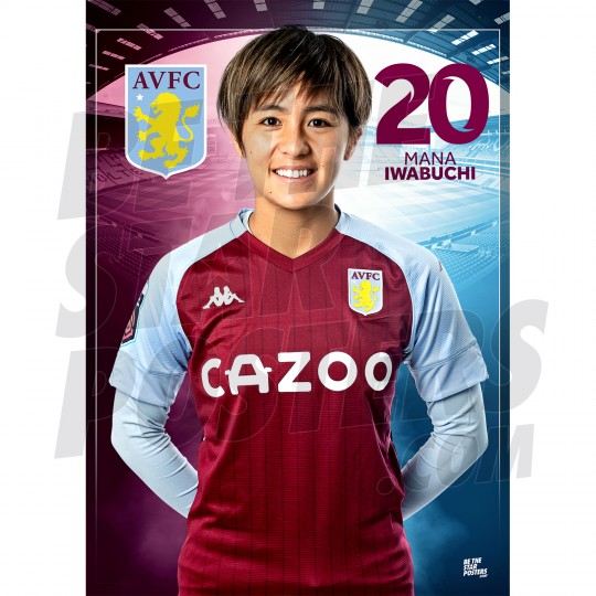 Mana Iwabuchi Aston Villa Headshot Poster A3 20/21