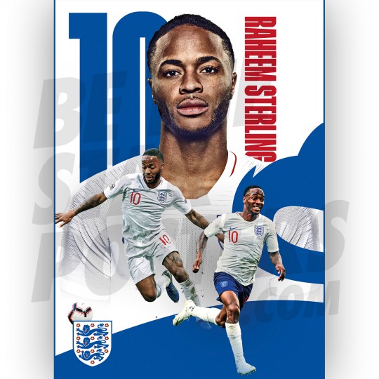 Raheem Sterling England Action Poster A2/A3 19/20