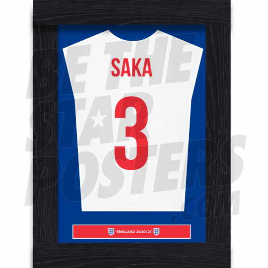 Saka England Framed Shirt Poster A4 20/21