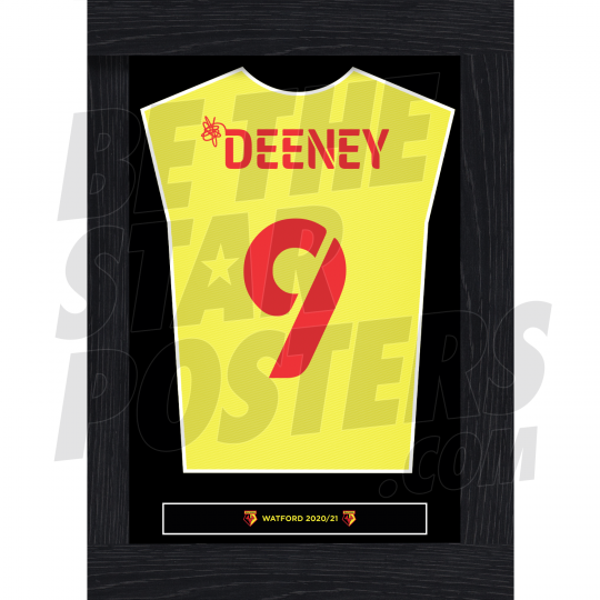 Deeney Watford FC Framed Shirt Poster A4 20/21