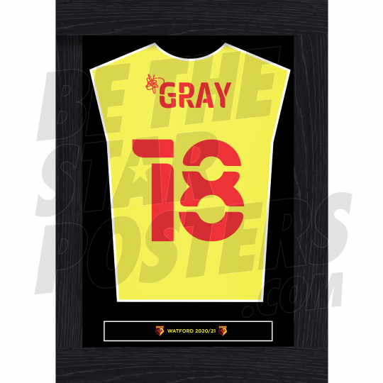 Gray Watford FC Framed Shirt Poster 20/21