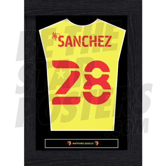 Sanchez Watford FC Framed Shirt Poster 20/21