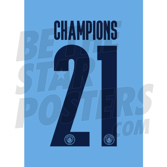 Champions Shirt 20/21 Manchester City Poster A3