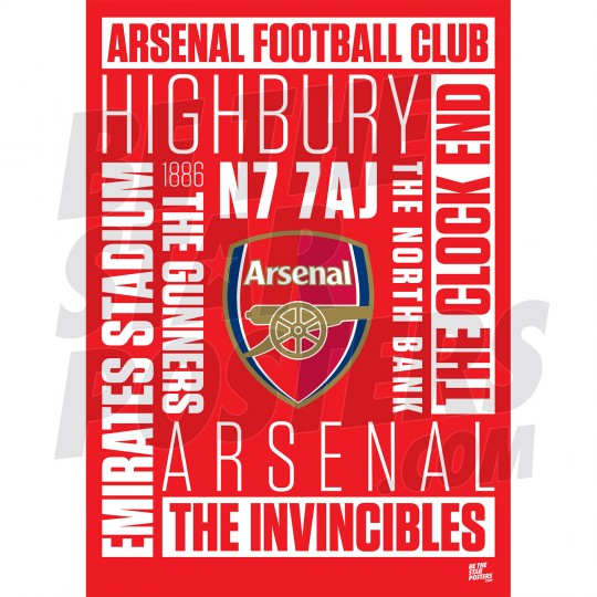 Arsenal FC Word Poster A2/A3