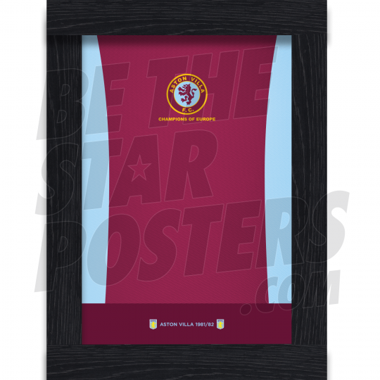 Aston Villa 1982 Retro Home Shirt A4 Framed Poster