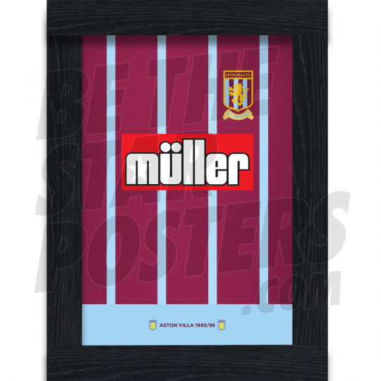 Aston Villa '94 Retro Home Shirt A3 Framed Poster