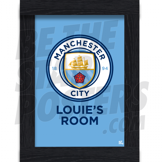 Man City Personalised Bedroom Crest A3 Framed