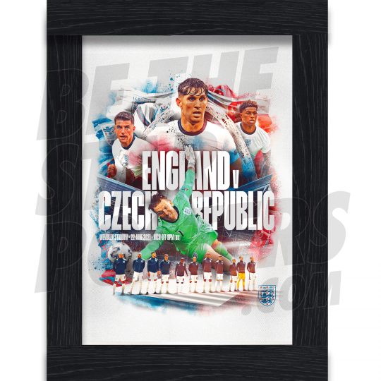 England Match Day Art vs Czech Rep A3 Ltd Ed Print