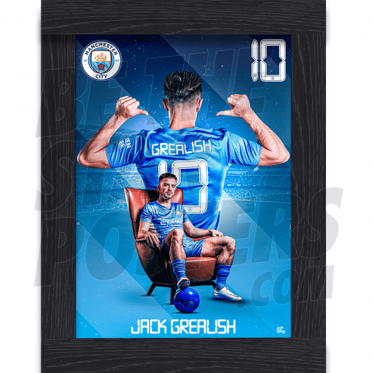 Grealish Cityzen Man City Framed Poster A3 21/22