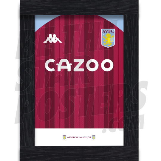 Aston Villa FC Home Shirt Framed Poster A3 21/22