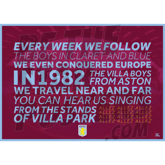 Aston Villa FC A2 Chant Poster
