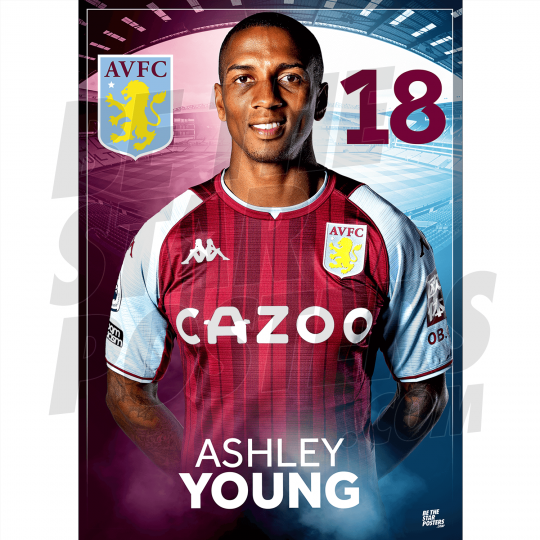 A. Young Aston Villa FC Headshot Poster A4 21/22