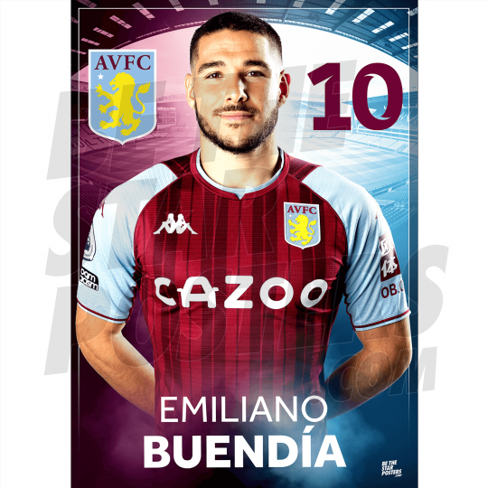 Buendia Aston Villa FC Headshot Poster A4 21/22