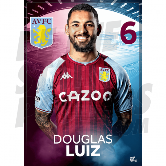 Luiz Aston Villa FC Headshot Poster A3 21/22