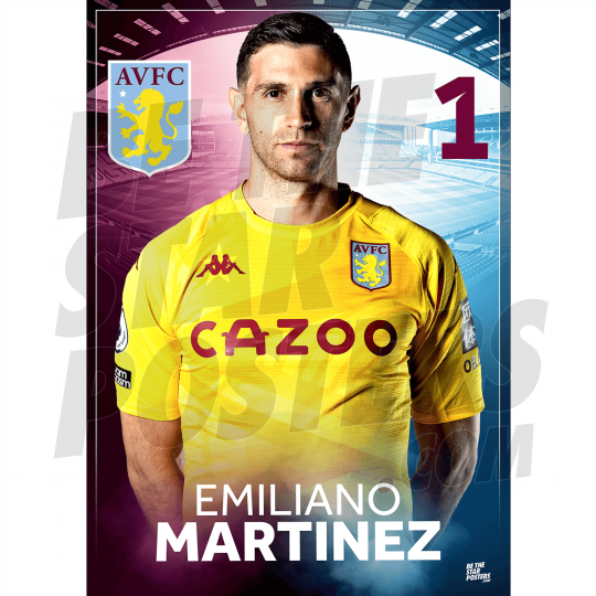 Martinez Aston Villa FC Headshot Poster A3 21/22
