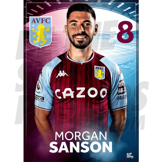 Sanson Aston Villa FC Headshot Poster A3 21/22