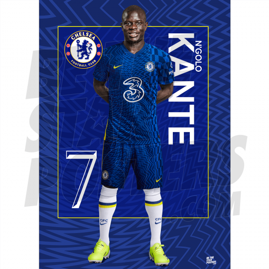 Kante Chelsea FC Headshot Poster A4 21/22
