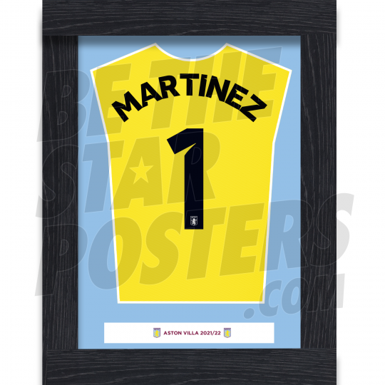 Martinez Aston Villa Shirt Framed Poster A4 21/22