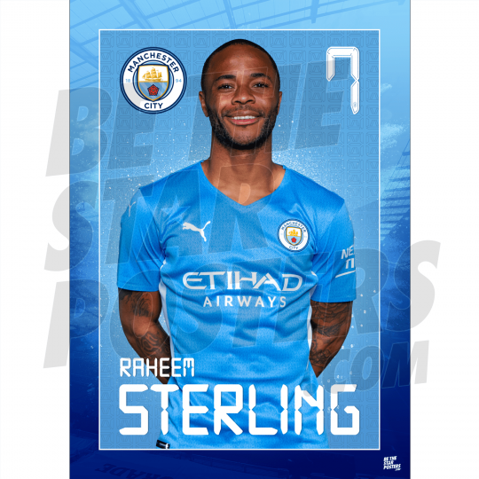 Sterling Man City FC Headshot Poster A3 21/22