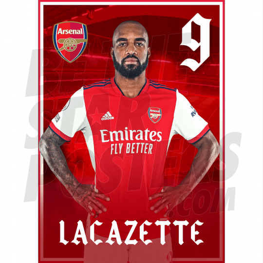 Lacazette Arsenal FC Headshot Poster A4 21/22