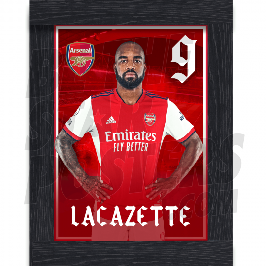Lacazette Arsenal Framed Headshot Poster A3 21/22