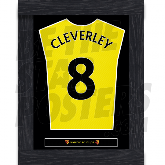 Cleverley Watford FC Framed Shirt Poster A4 21/22