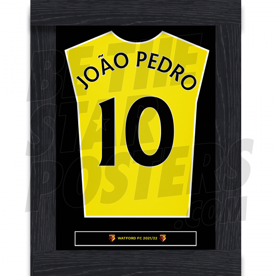 Pedro Watford FC Framed Shirt Poster A4 21/22