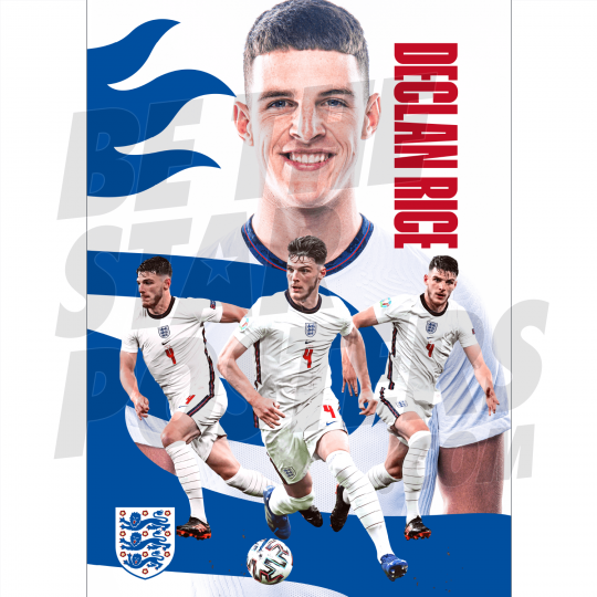 Declan Rice England Action Poster A4 21/22