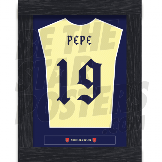 Pepe Arsenal FC Away Shirt Framed Poster A4 21/22