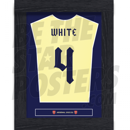 White Arsenal FC Away Shirt Framed Poster A4 21/22