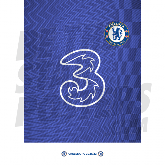 Chelsea FC Home Shirt Unframed Poster A3 21/22