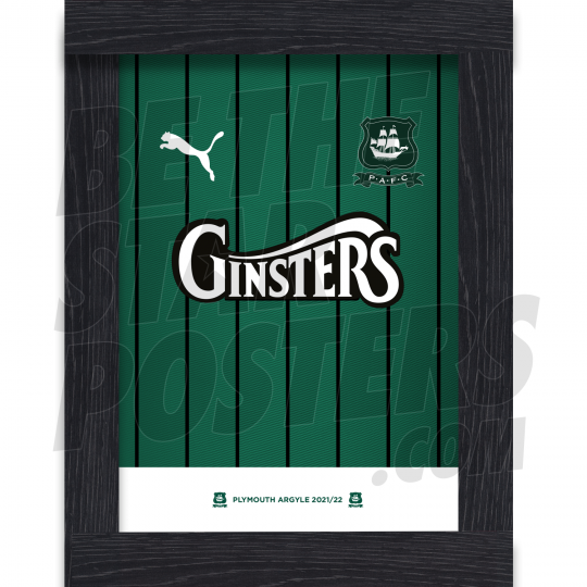 Plymouth Argyle Home Shirt Framed Poster A4 21/22